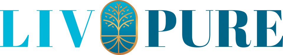 Liv Pure logo on dark background